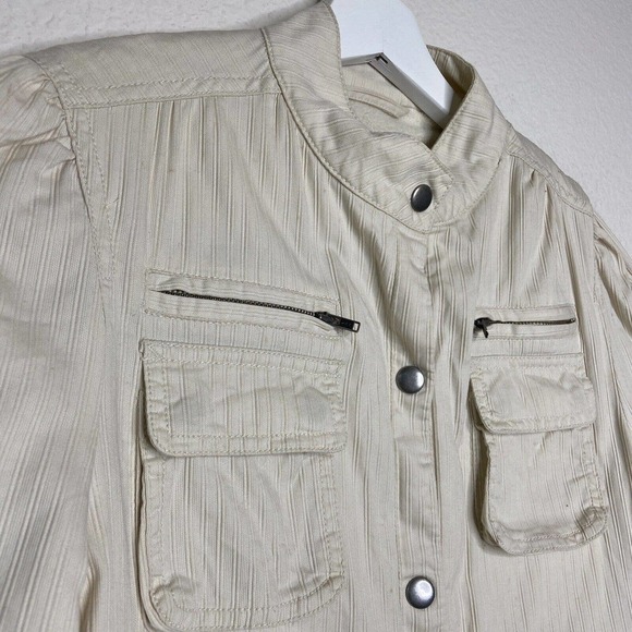 GAP Fleece Lined Bomber Utility Cream Jacket M - Picture 2 of 12
